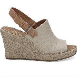 TOMS MONICA NATURAL WEDGE HEEL, SIZE 10